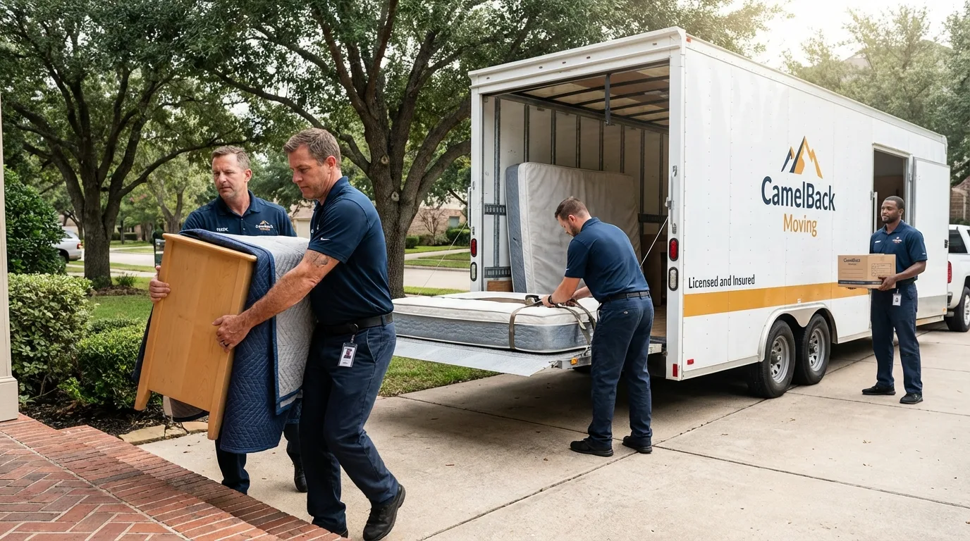 Crew loading residential truck for cross-state move from Clifton, CO