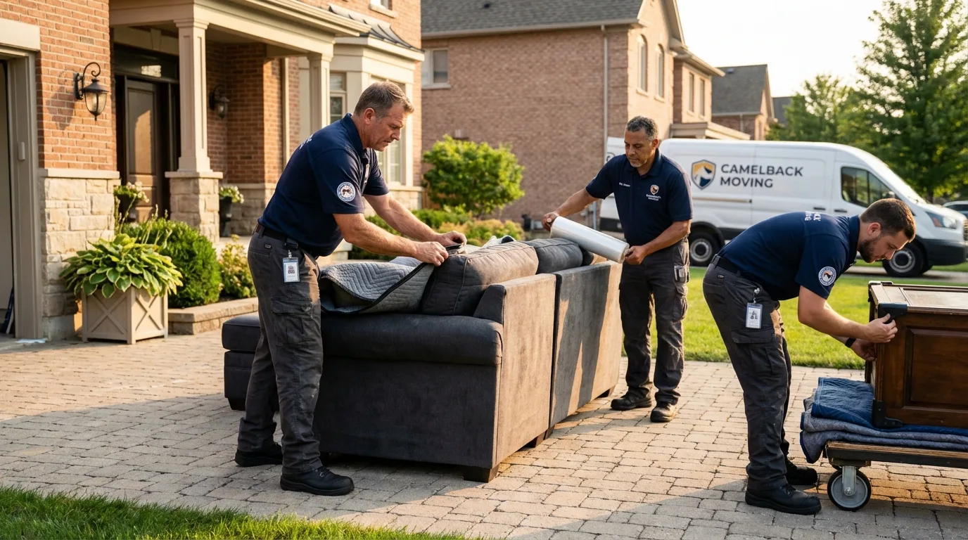 Large estate moving crew wrapping furniture in Clifton, CO