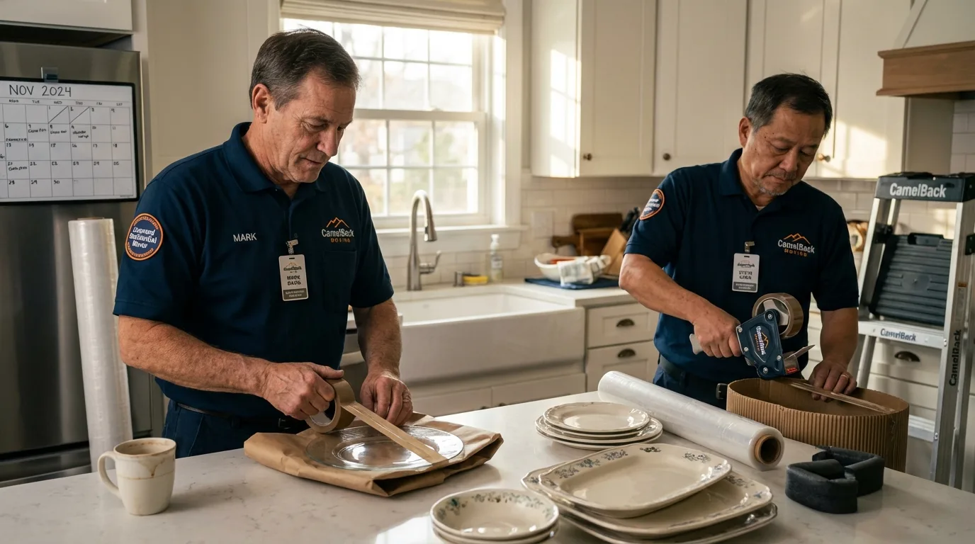 Professional crew packing kitchen dishware in Clifton, CO